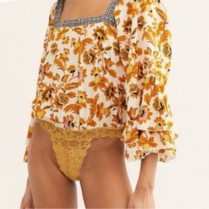 Free People Blooming Borders Bodysuit Medium
